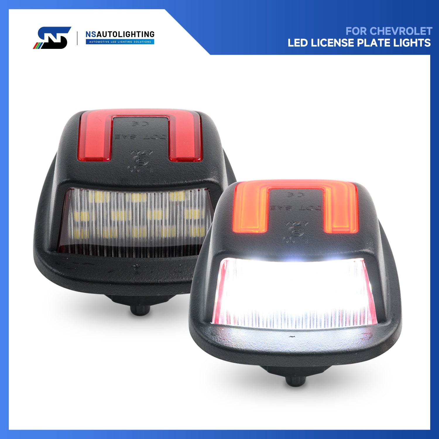 OLED U-Shaped License Plate Lights For 1988-2000 Chevrolet GMC C/K Series, etc. - NS Auto Lighting