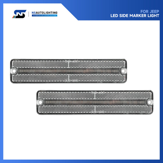 Clear Lens Amber LED Front Bumper Side Marker Lights For Jeep CJ Series, etc. - NS Auto Lighting