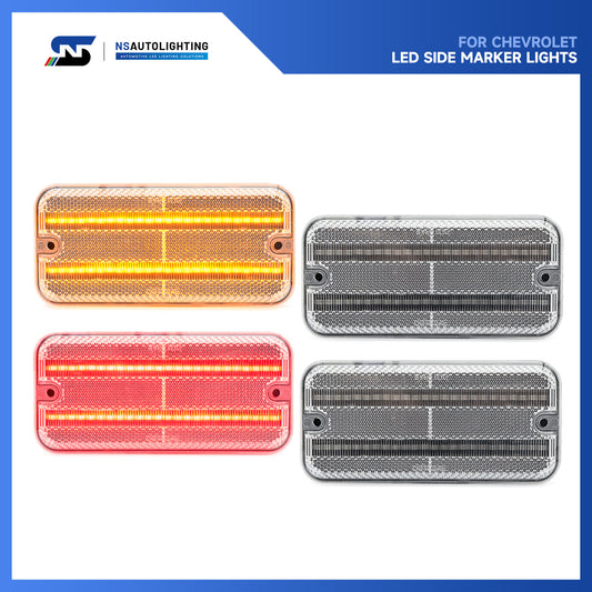 Clear Lens LED Front & Rear Side Marker Lights For 1985-1996 Chevrolet Van, etc. - NS Auto Lighting