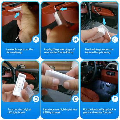 2PCS LED BMW Interior Ambient Footwell Light Replacement Circuit Boards