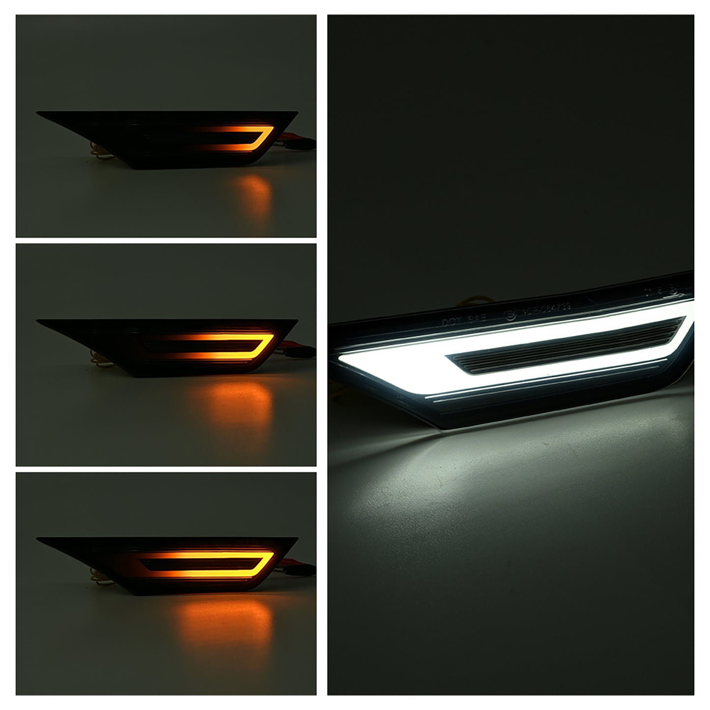 GT RS Style Smoked Lens Switchback Dynamic LED Side Marker Lights For 2016-2021 10th Gen Honda Civic - NS Auto Lighting
