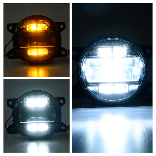 Smoked Lens Switchback LED Front Bumper Fog Light Assembly For Jeep, Fiat, etc. - NS Auto Lighting