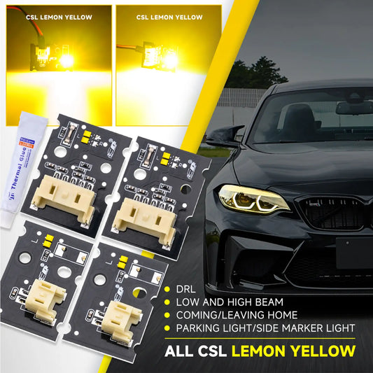 CSL-Style Yellow Headlight DRL Module Set for BMW F22 F23 F87 LCI