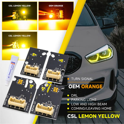 CSL-Style Yellow LED Headlight DRL Module Set for 2020-2024 BMW F44