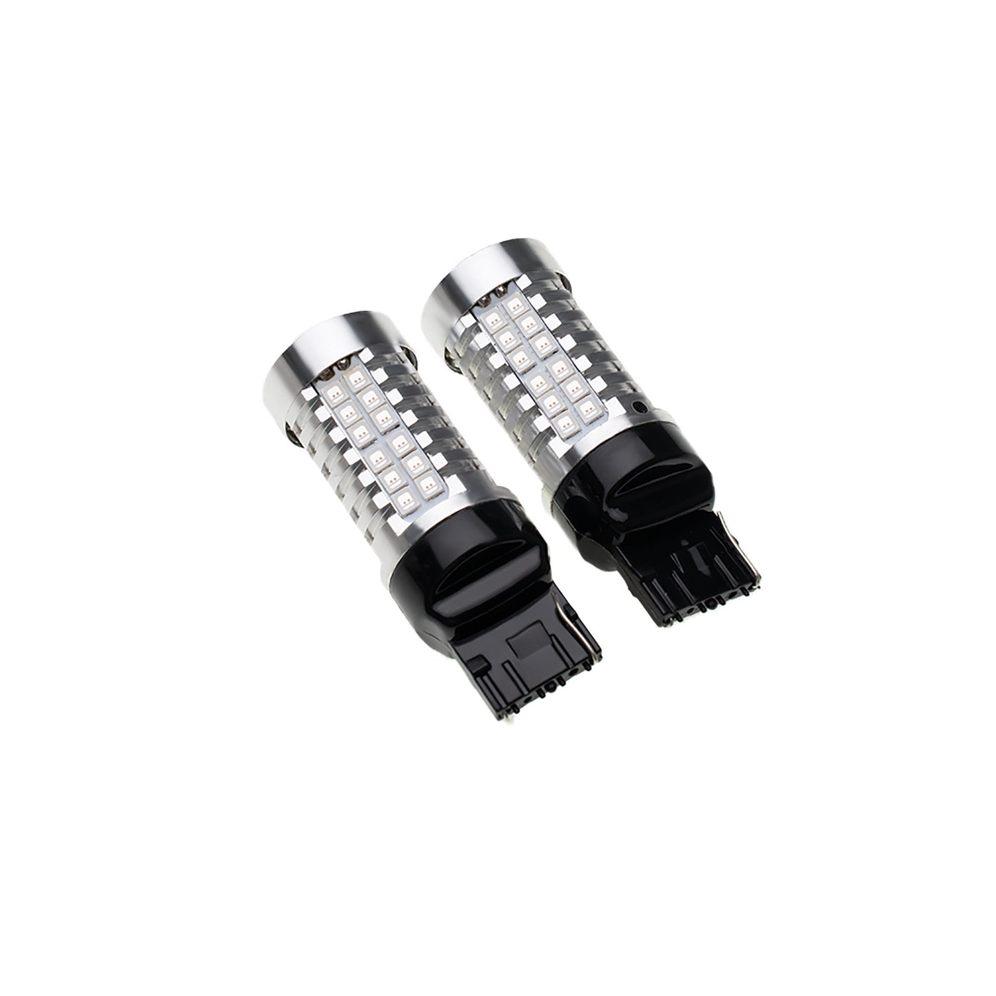2PCS 7440 T20 WY21W Chrome Silver Invisible LED Amber Turn Signal Brake Light Bulbs
