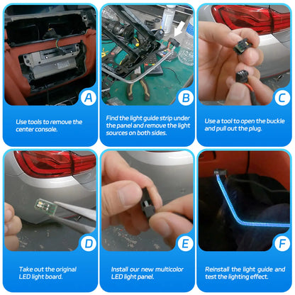 2PCS LED AUDI Interior Ambient AC&Radio Trim Surround Light Replacement Circuit Boards