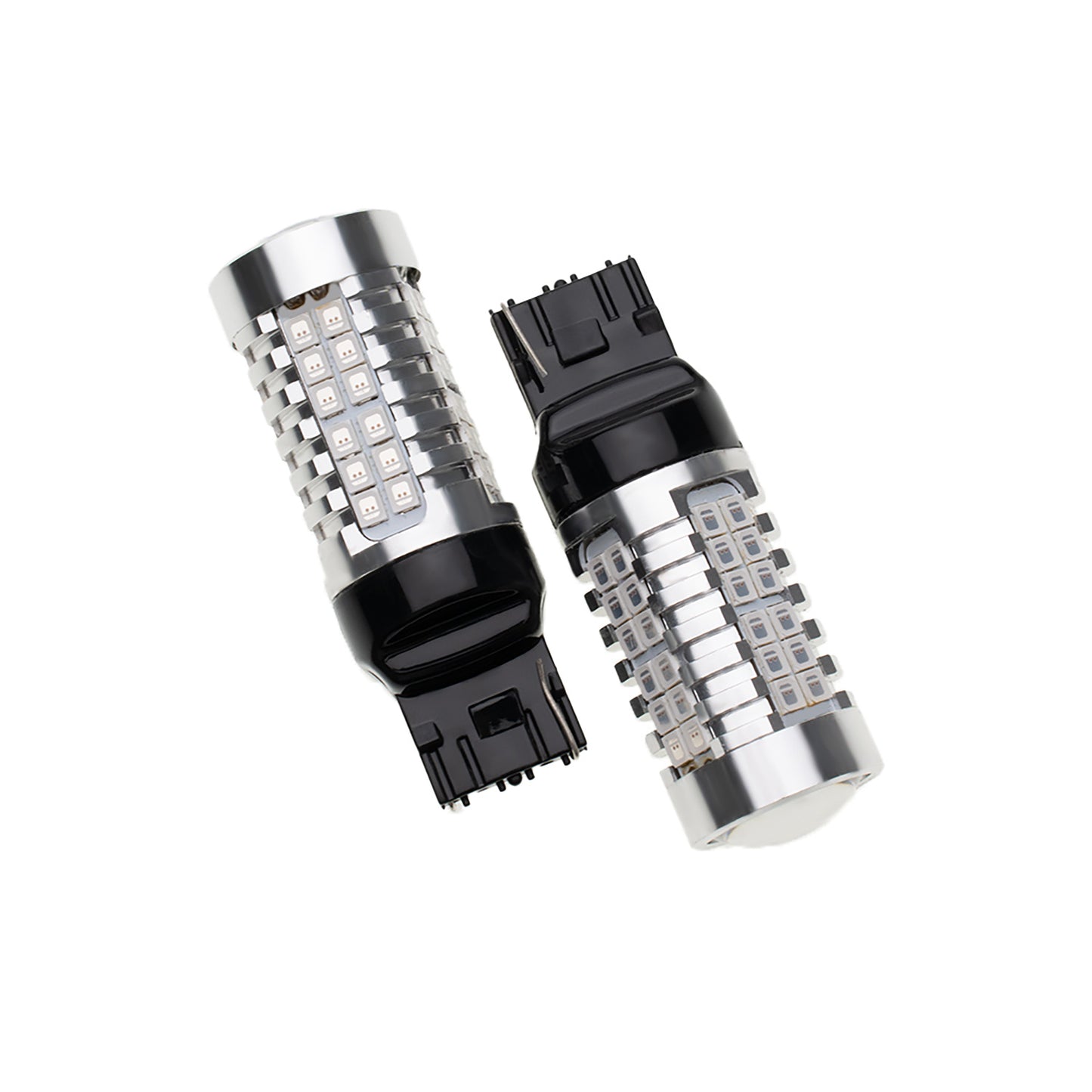 2PCS 7440 T20 WY21W Chrome Silver Invisible LED Amber Turn Signal Brake Light Bulbs