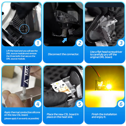 CSL-Style Yellow Headlight DRL Module Set for BMW F22 F23 F87 LCI