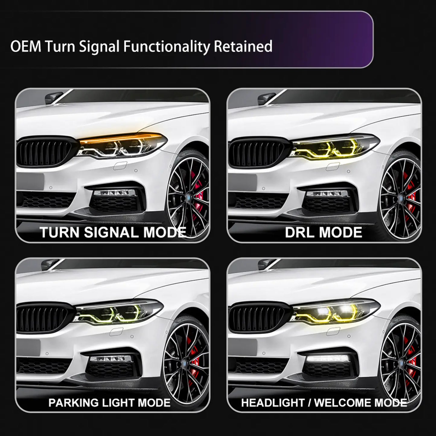 CSL-Style Yellow Adaptive Headlight DRL Module Set for BMW G30 G32 F90 Pre-LCI