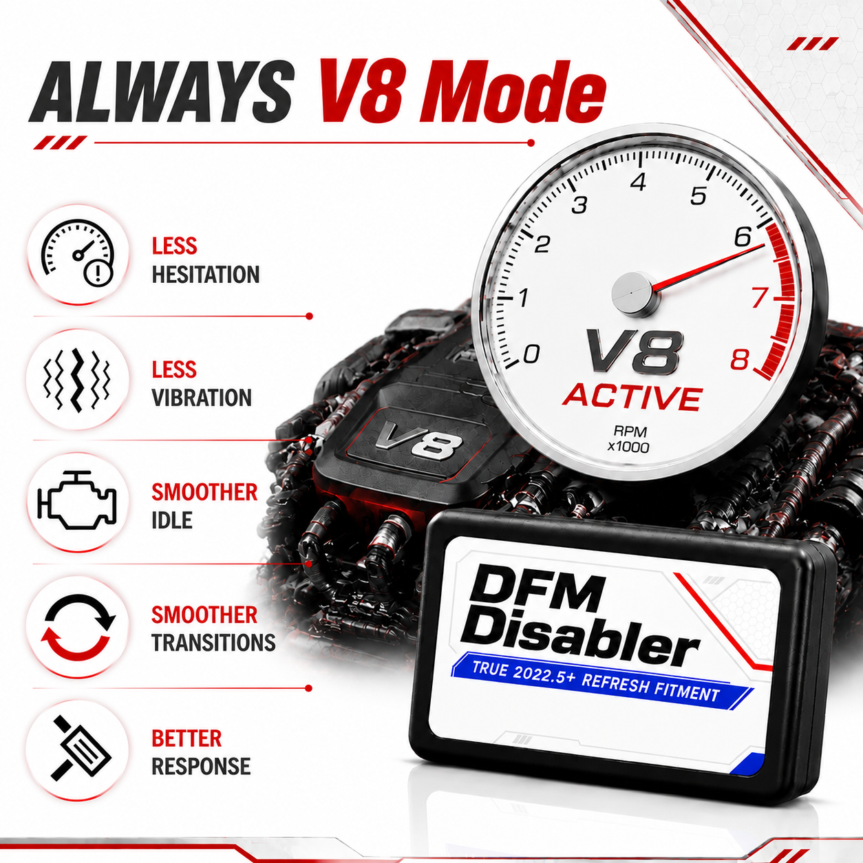 DFM Disabler for 2022-2026 GMC Sierra & Chevrolet Silverado 3-in-1 Function