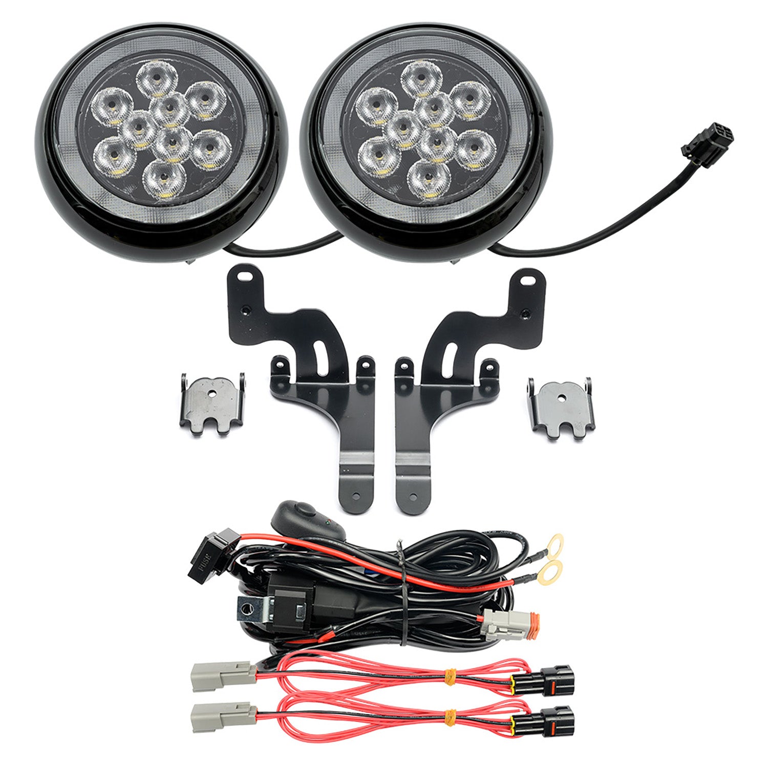 Black Finish LED Halo Rally Driving Lights For 2001-2008 Mini Cooper - NS Auto Lighting