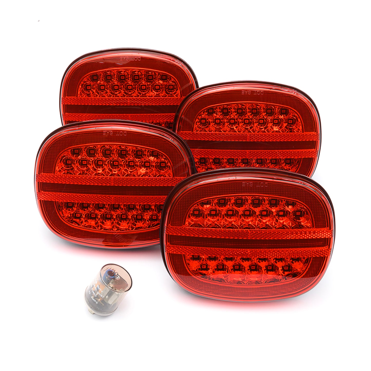 Red Lens LED Halo Tail Light Assembly For 1991-1996 Chevrolet Corvette C4 - NS Auto Lighting
