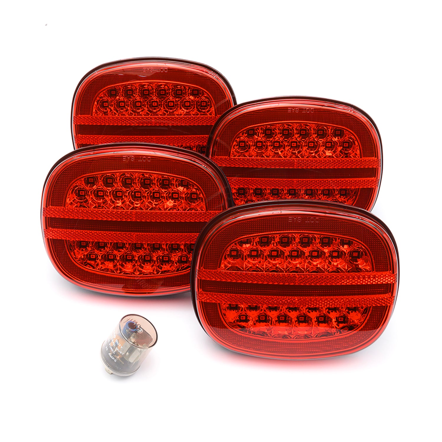Red Lens LED Halo Tail Light Assembly For 1991-1996 Chevrolet Corvette C4 - NS Auto Lighting