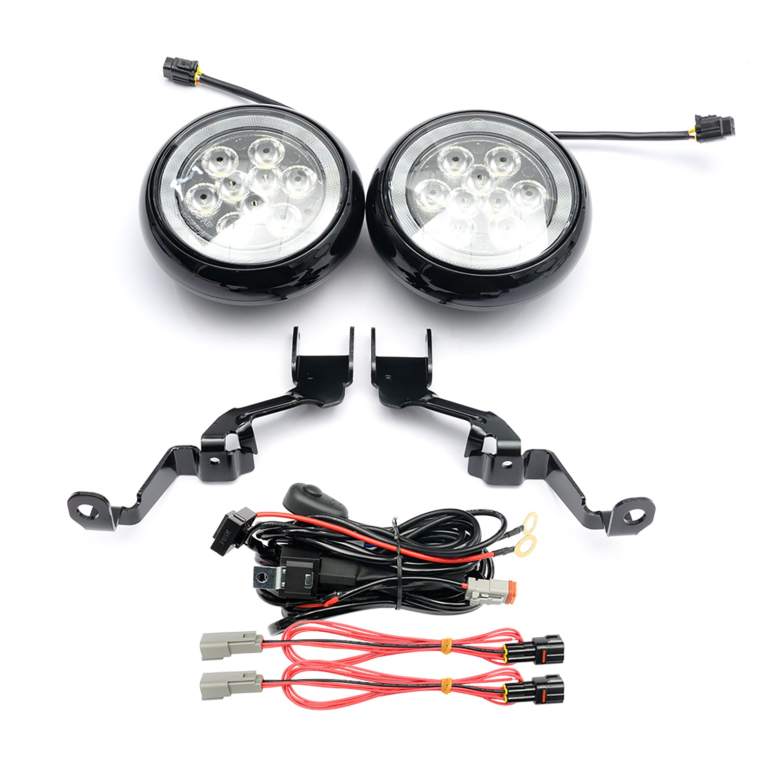 Black Finish LED Halo Rally Driving Lights For 2007-2015 Mini Cooper, etc. - NS Auto Lighting