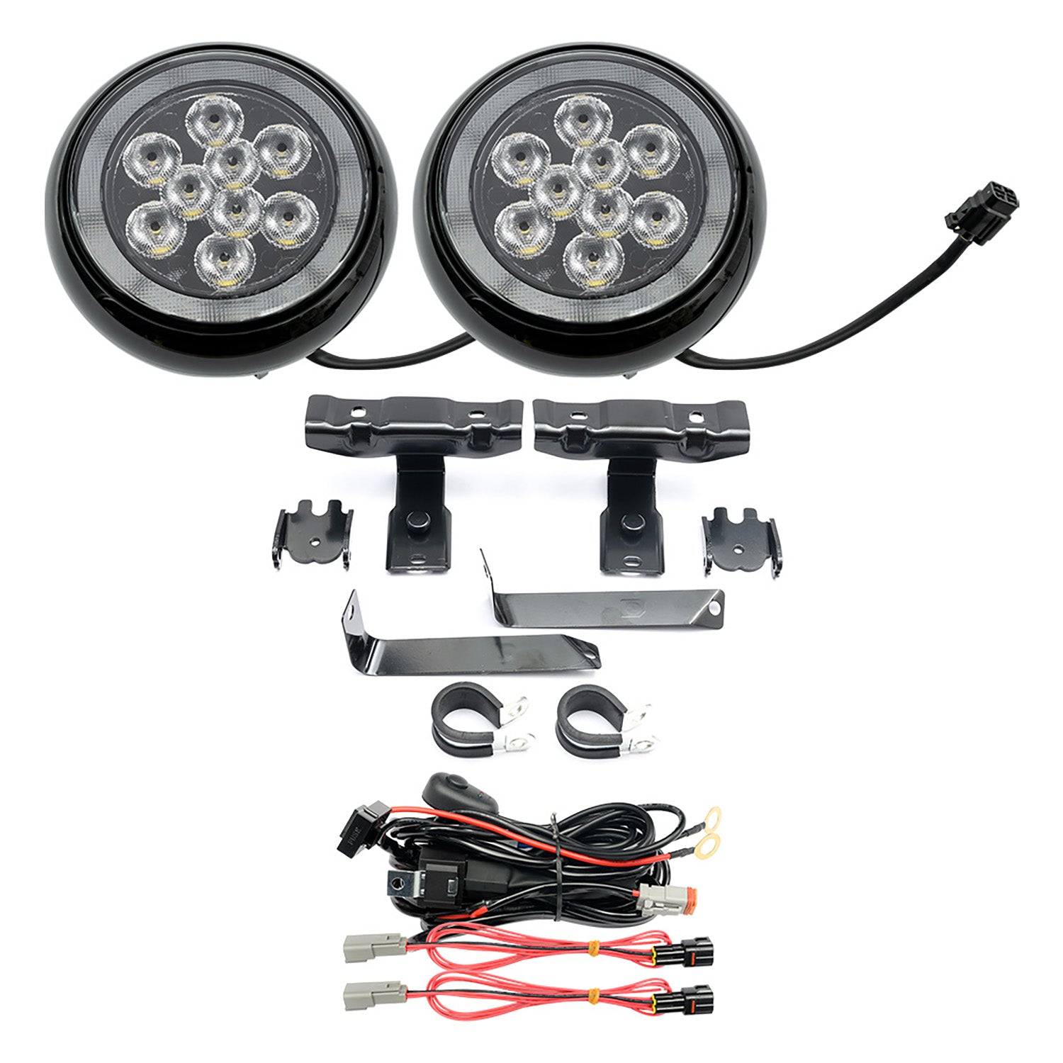 Black Finish LED Halo Rally Driving Lights For 2017-2022 Mini Countryman F60 - NS Auto Lighting