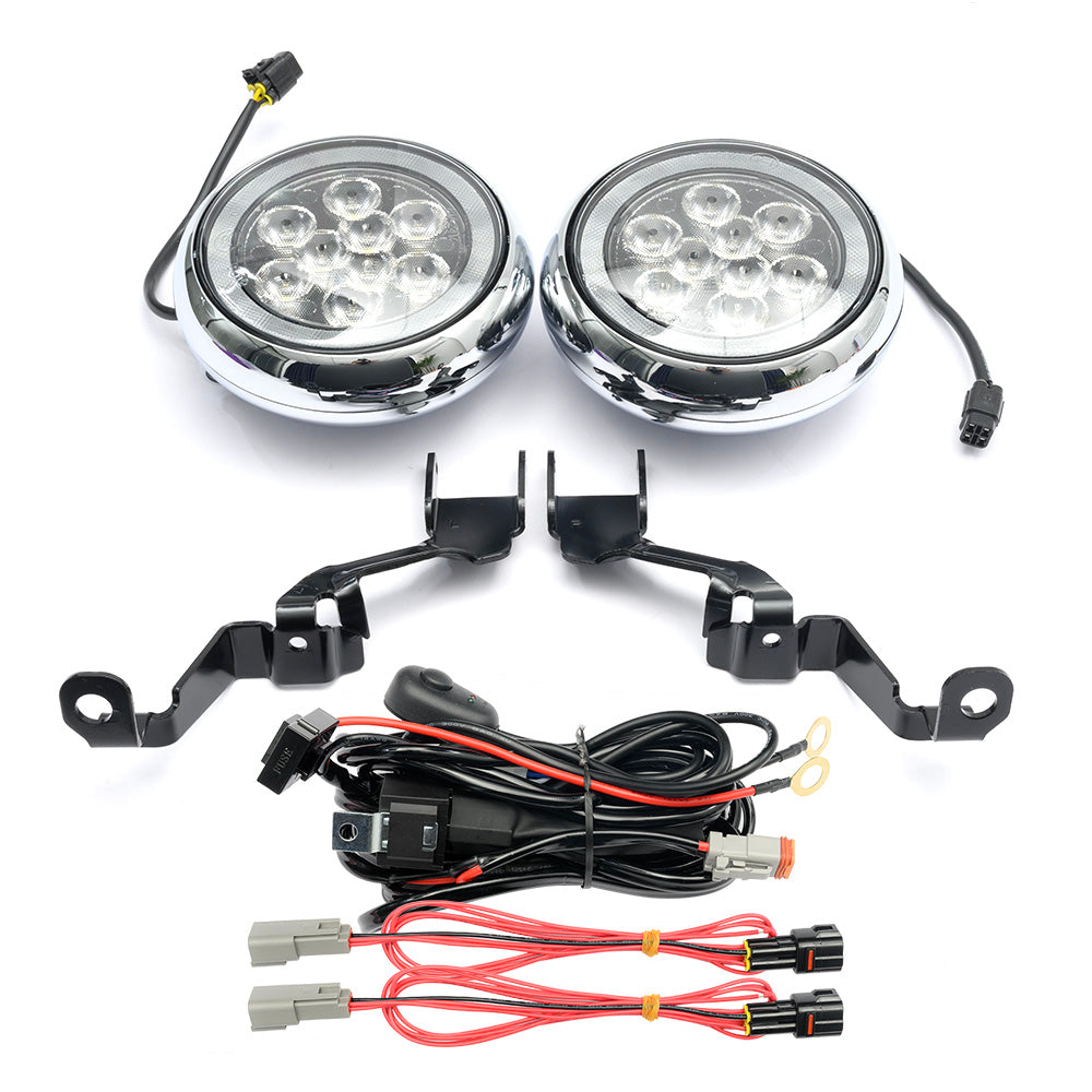 Chromed Finish LED Halo Rally Driving Lights For 2007-2015 Mini Cooper, etc. - NS Auto Lighting