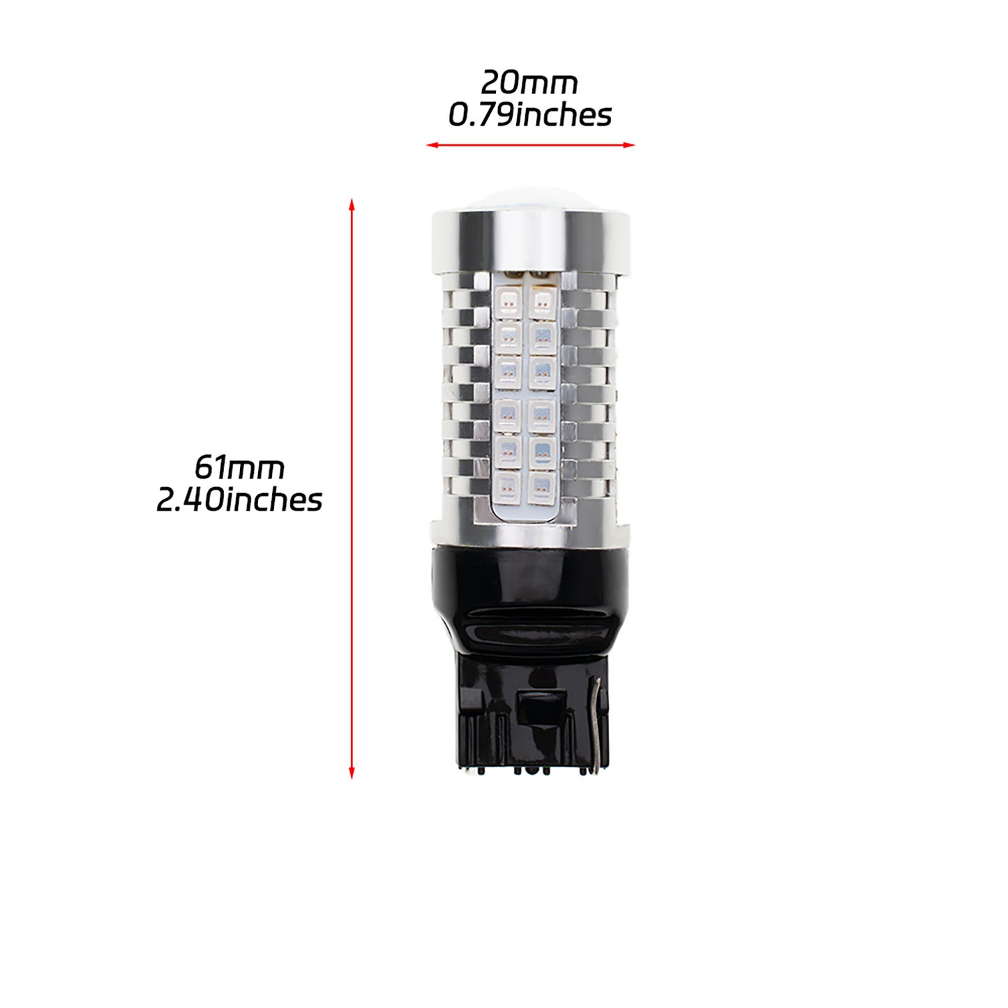 2PCS 7440 T20 WY21W Chrome Silver Invisible LED Amber Turn Signal Brake Light Bulbs