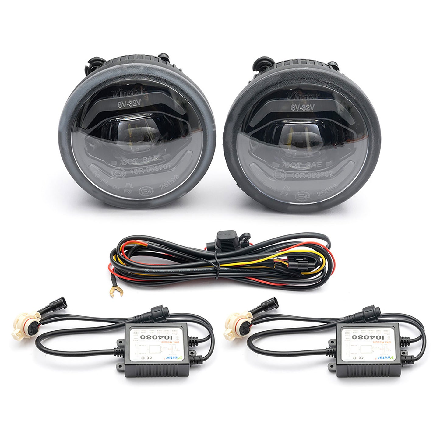 Smoked Lens LED Halo Fog Light Assembly For 2010-2013 Chevrolet Camaro - NS Auto Lighting