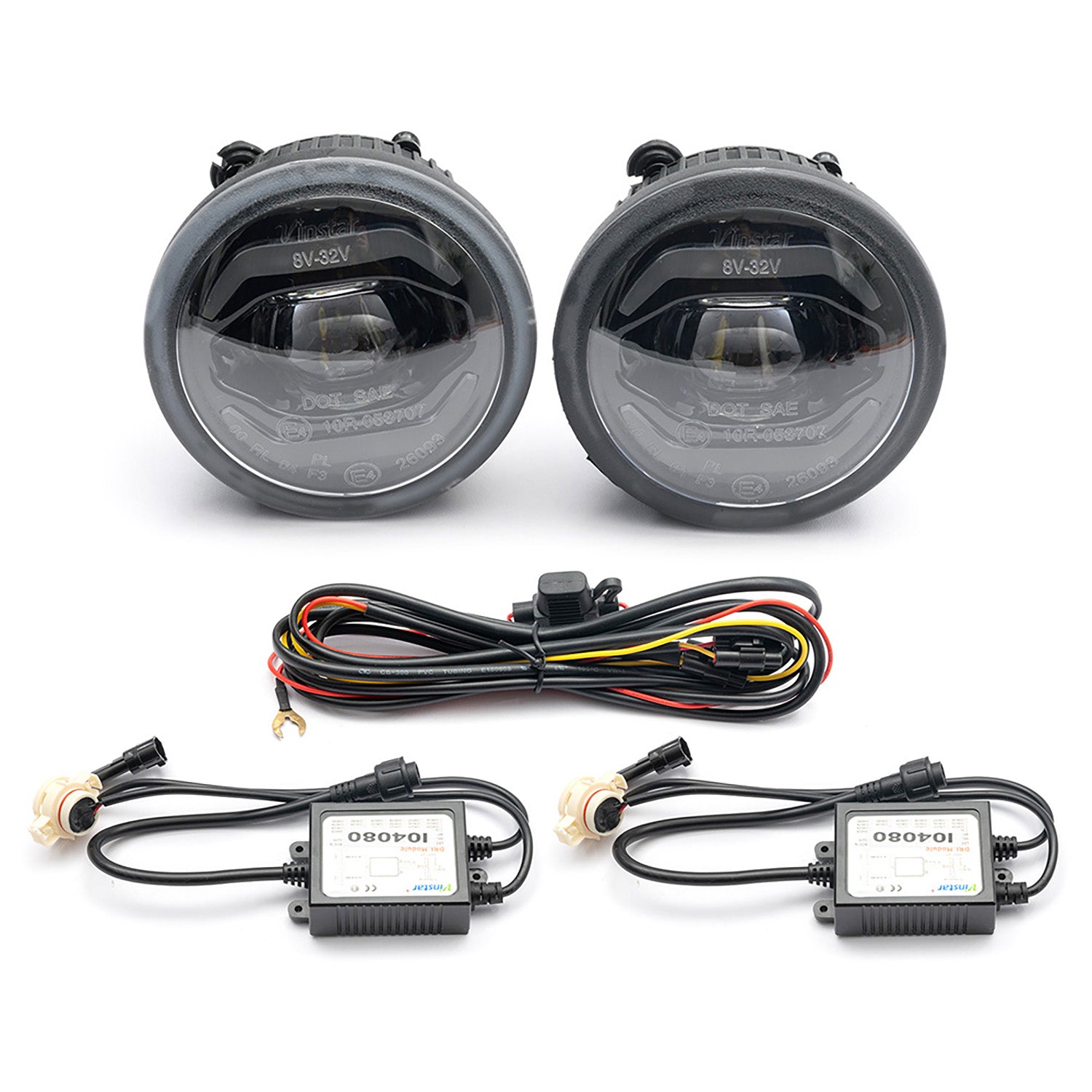 Smoked Lens LED Halo Fog Light Assembly For 2010-2013 Chevrolet Camaro - NS Auto Lighting
