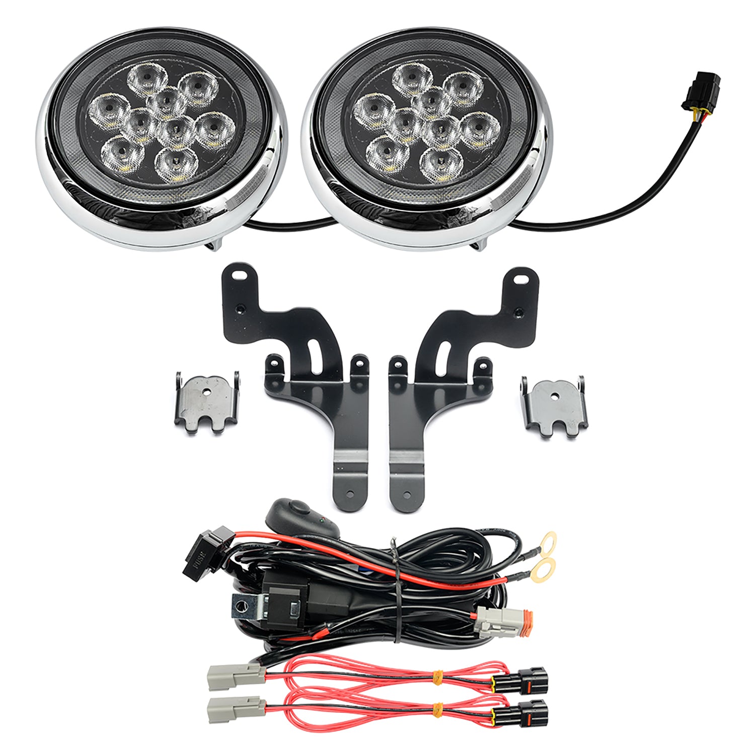 Chromed Finish LED Halo Rally Driving Lights For 2001-2008 Mini Cooper - NS Auto Lighting