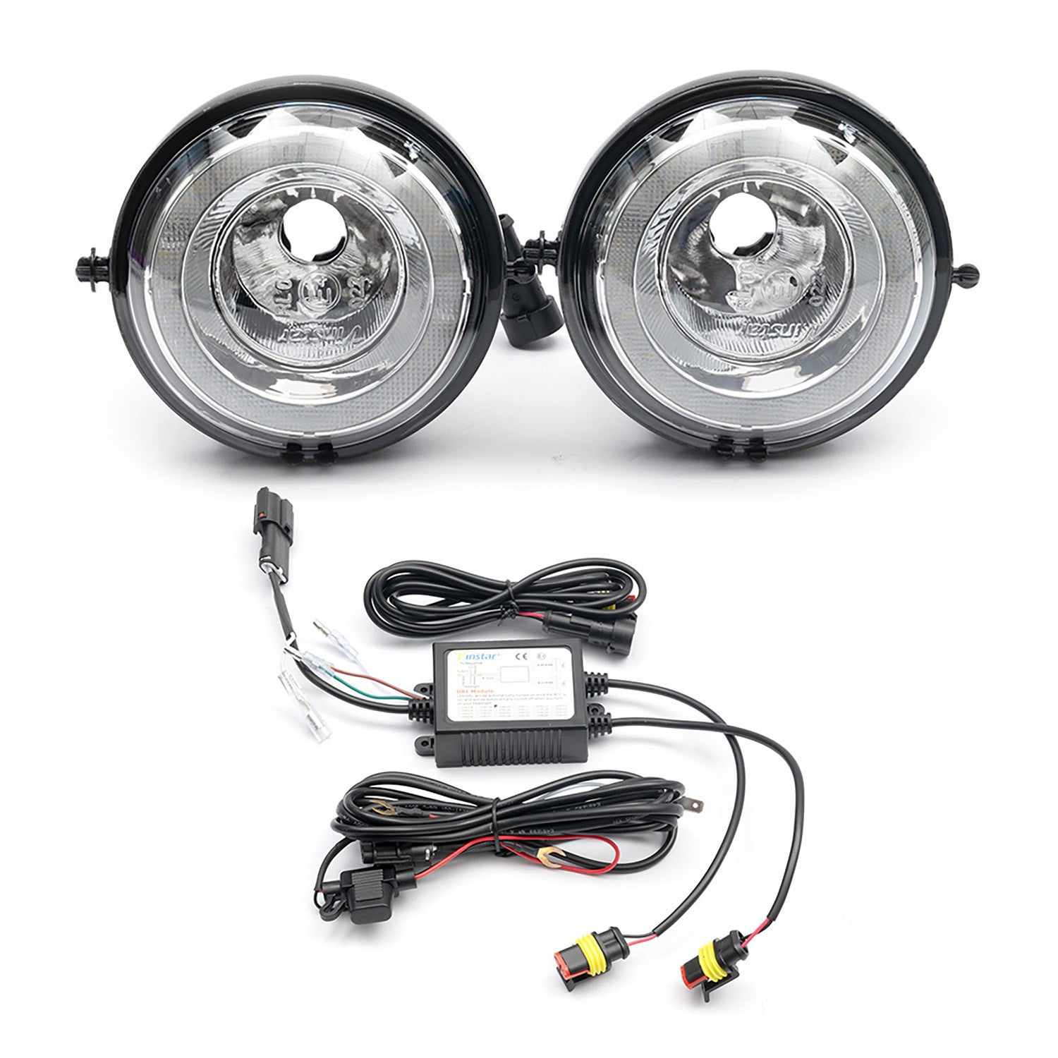 Clear Lens LED Halo Fog Light Assembly For 2007-2014 Mini Cooper, etc. - NS Auto Lighting
