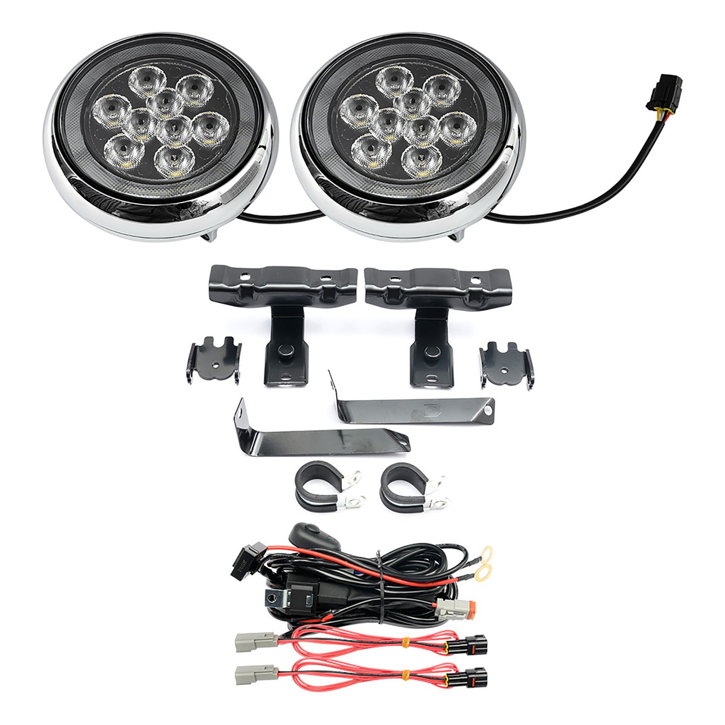 Chromed Finish LED Halo Rally Driving Lights For 2017-2022 Mini Countryman F60 - NS Auto Lighting