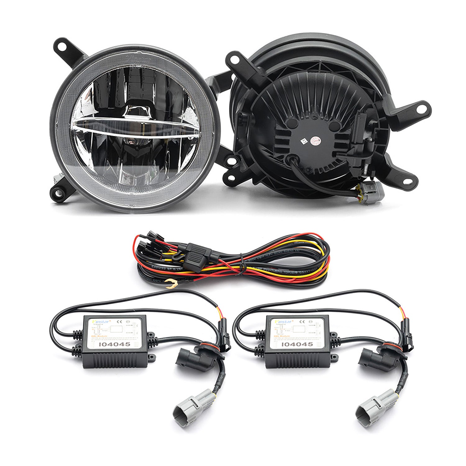 Clear Lens LED Halo Fog Light Assembly For 2005-2009 Ford Mustang GT - NS Auto Lighting