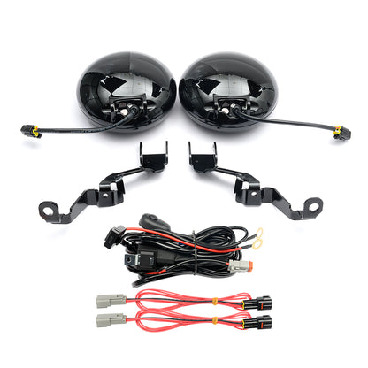 Black Finish LED Halo Rally Driving Lights For 2007-2015 Mini Cooper, etc. - NS Auto Lighting