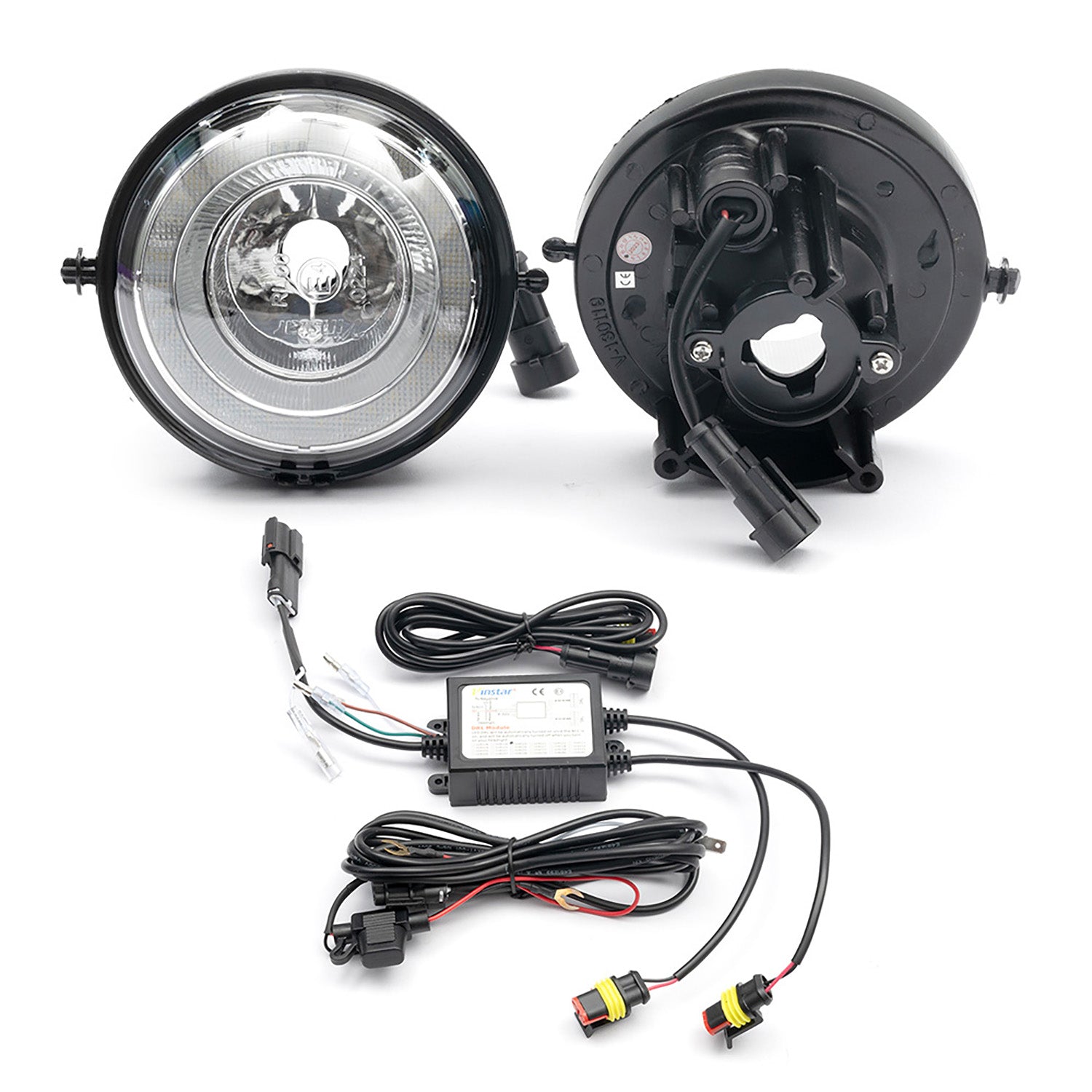 Clear Lens LED Halo Fog Light Assembly For 2007-2014 Mini Cooper, etc. - NS Auto Lighting