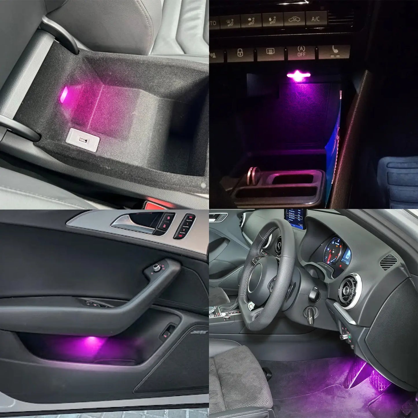 2PCS LED AUDI Interior Ambient Footwell Door Panel Light Replacement Module