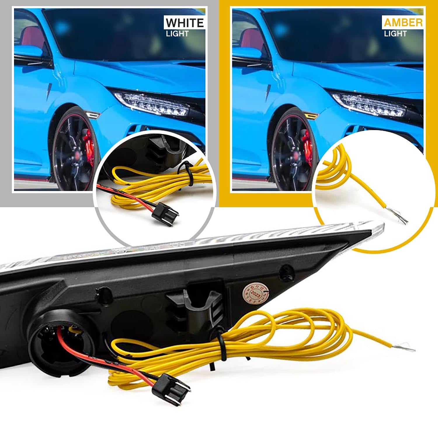 GT RS Style Clear Lens Switchback Dynamic LED Side Marker Lights For 2016-2021 10th Gen Honda Civic - NS Auto Lighting