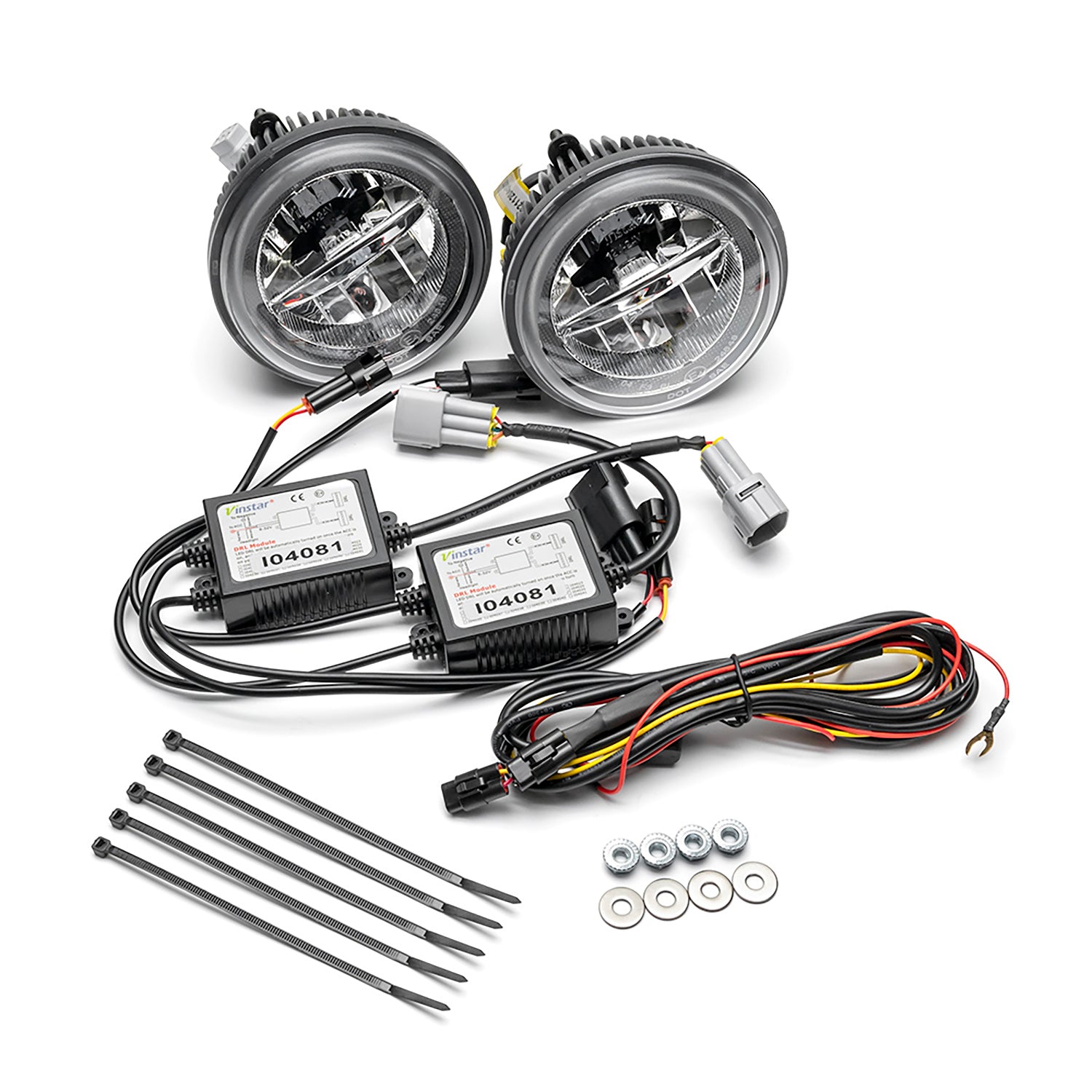 Clear Lens LED Halo Daytime Running Fog Light Assembly For 2003-2009 Hummer H2 - NS Auto Lighting