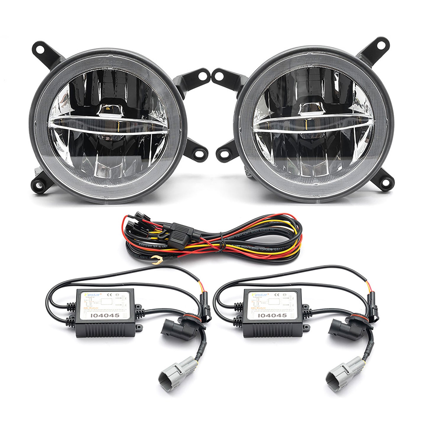 Clear Lens LED Halo Fog Light Assembly For 2005-2009 Ford Mustang GT - NS Auto Lighting