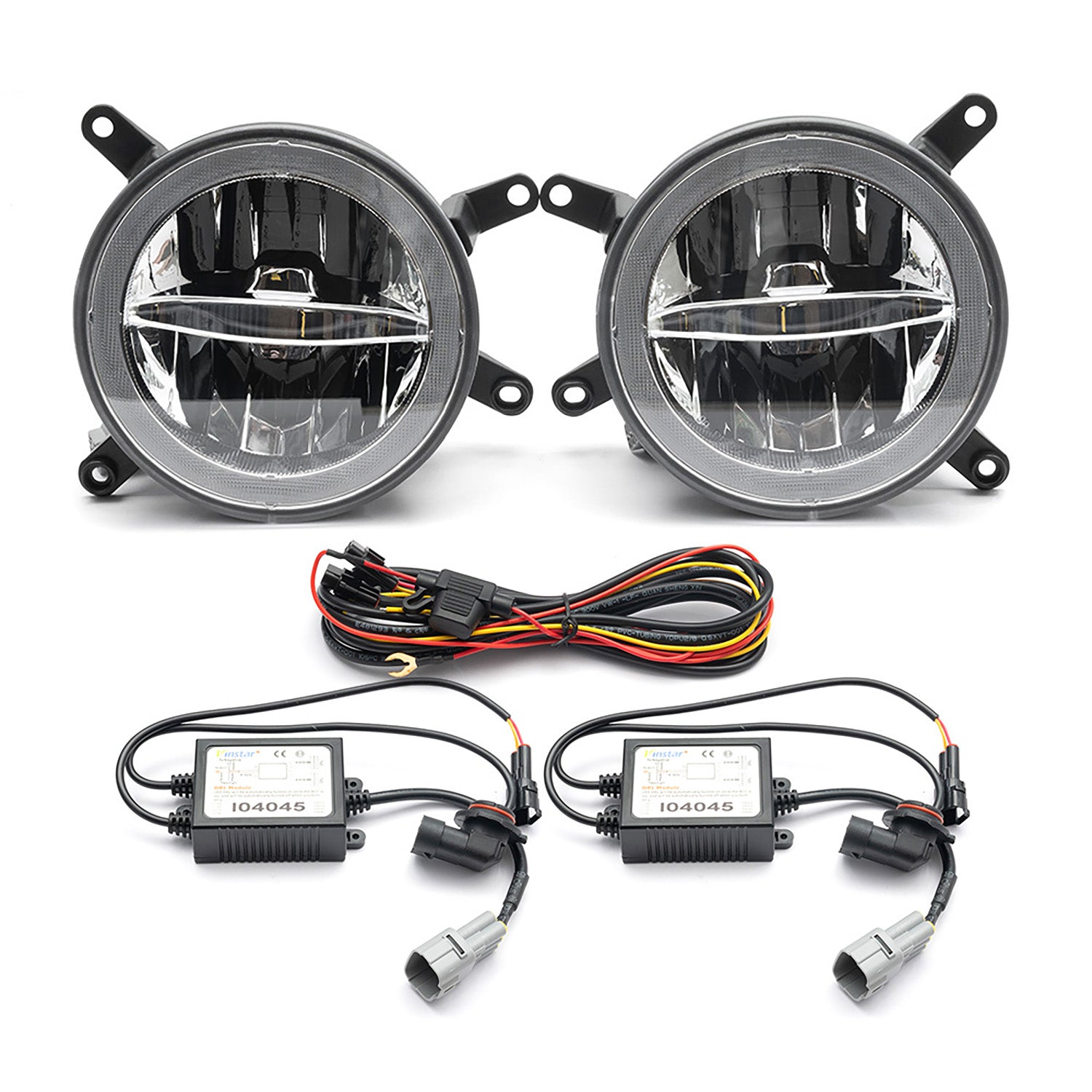 Clear Lens LED Halo Fog Light Assembly For 2005-2009 Ford Mustang GT - NS Auto Lighting