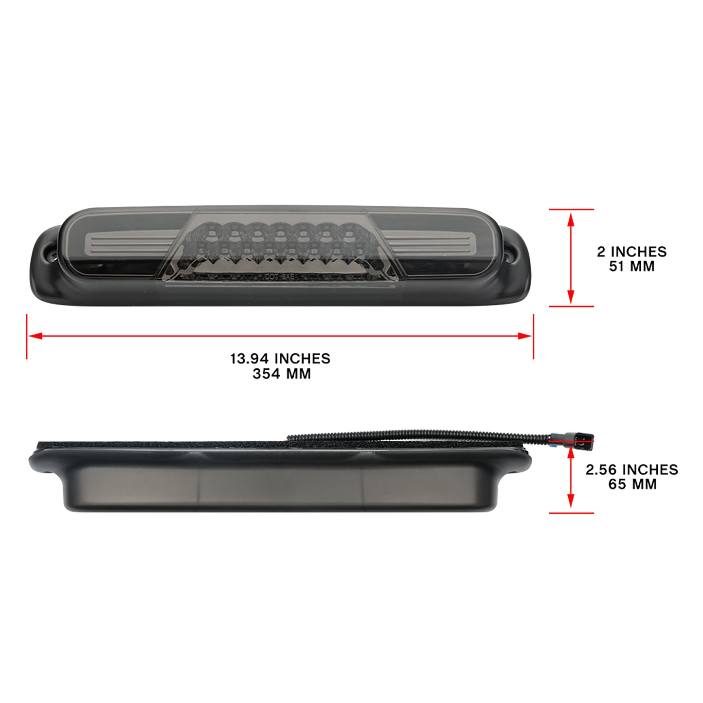 Smoked Lens Double C-Shaped LED Third Brake Light For 1999-2007  Chevrolet Silverado, GMC Sierra - NS Auto Lighting