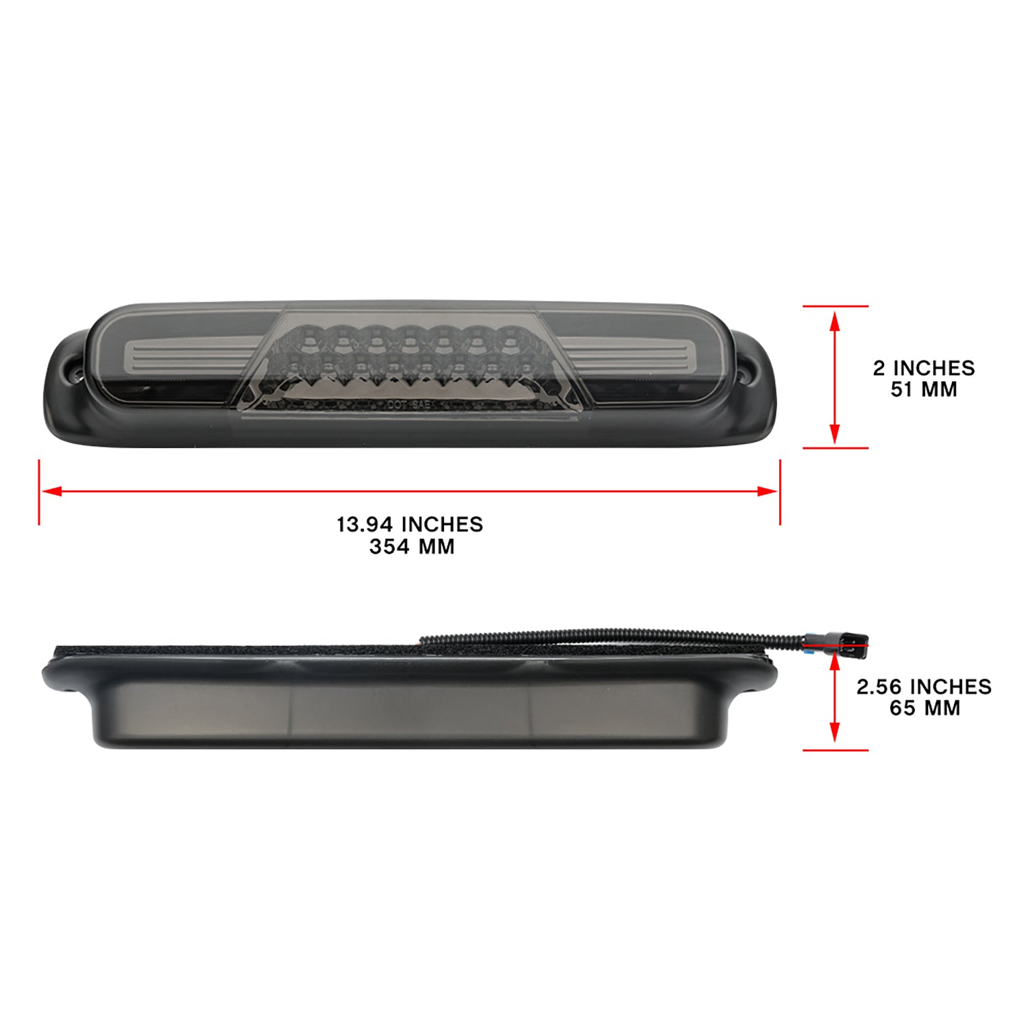 Smoked Lens Double C-Shaped LED Third Brake Light For 1999-2007  Chevrolet Silverado, GMC Sierra - NS Auto Lighting