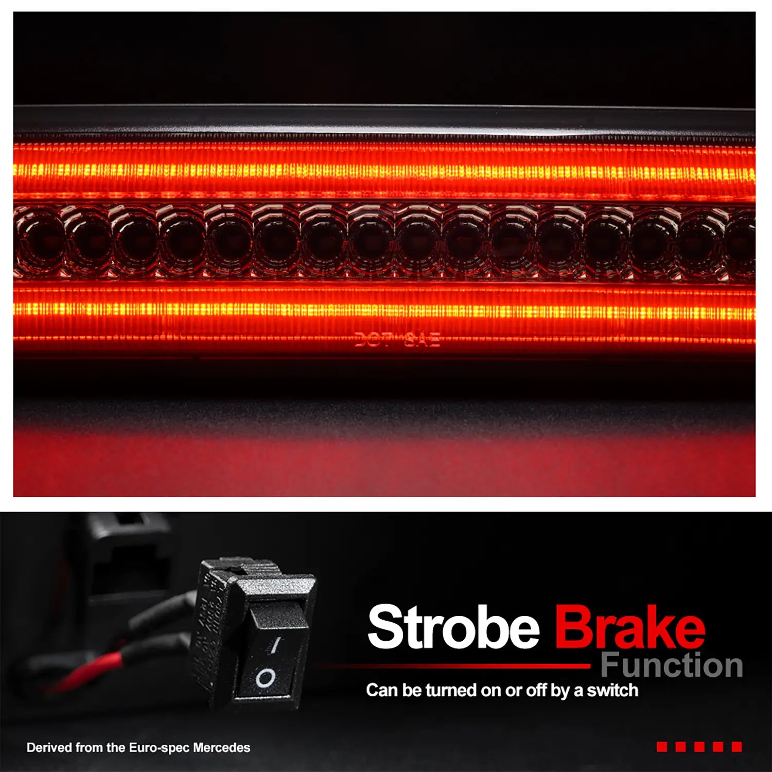 Troisième feu stop stroboscopique à LED de style F1 à lentille fumée pour Toyota Tacoma 2016-2020