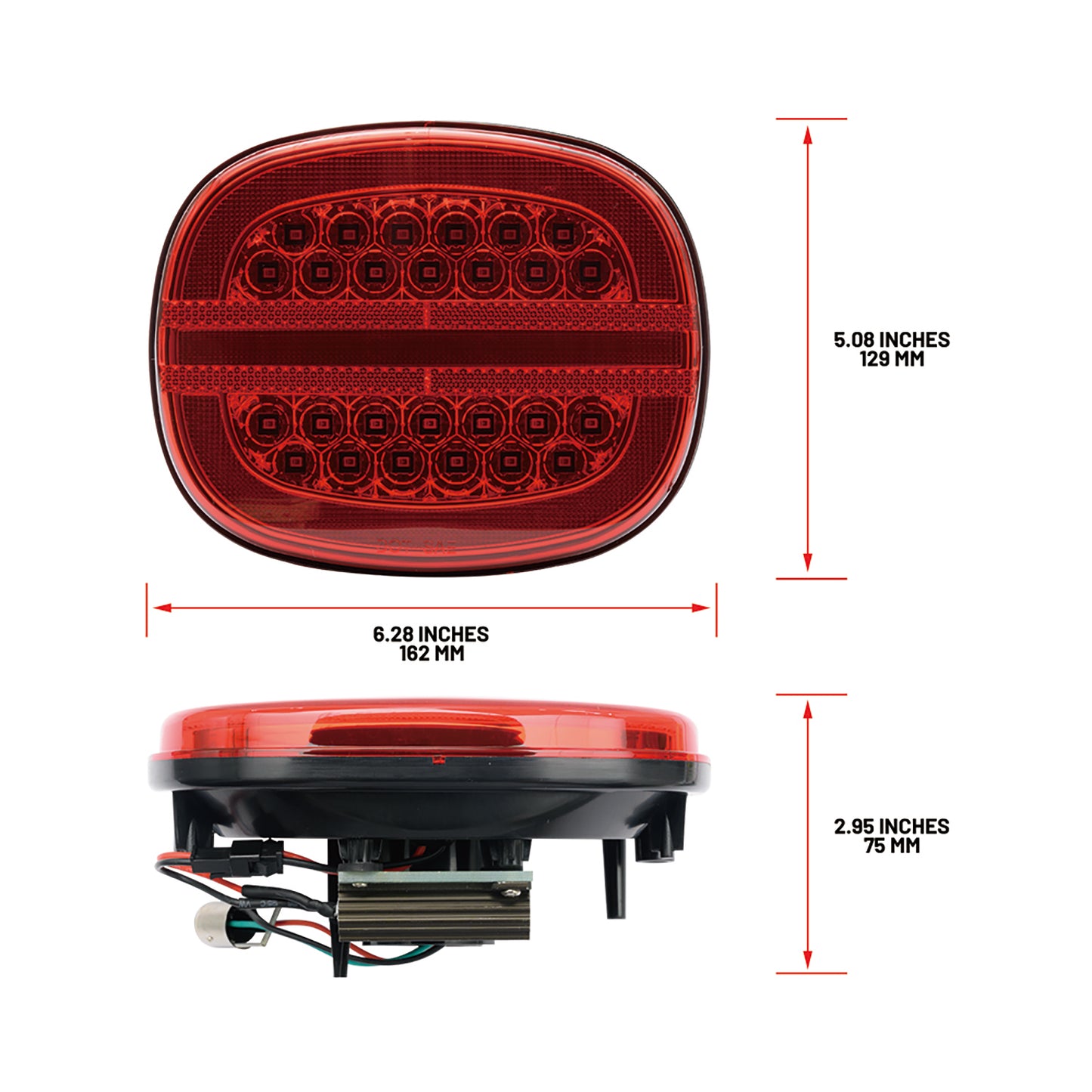 Red Lens LED Halo Tail Light Assembly For 1991-1996 Chevrolet Corvette C4 - NS Auto Lighting