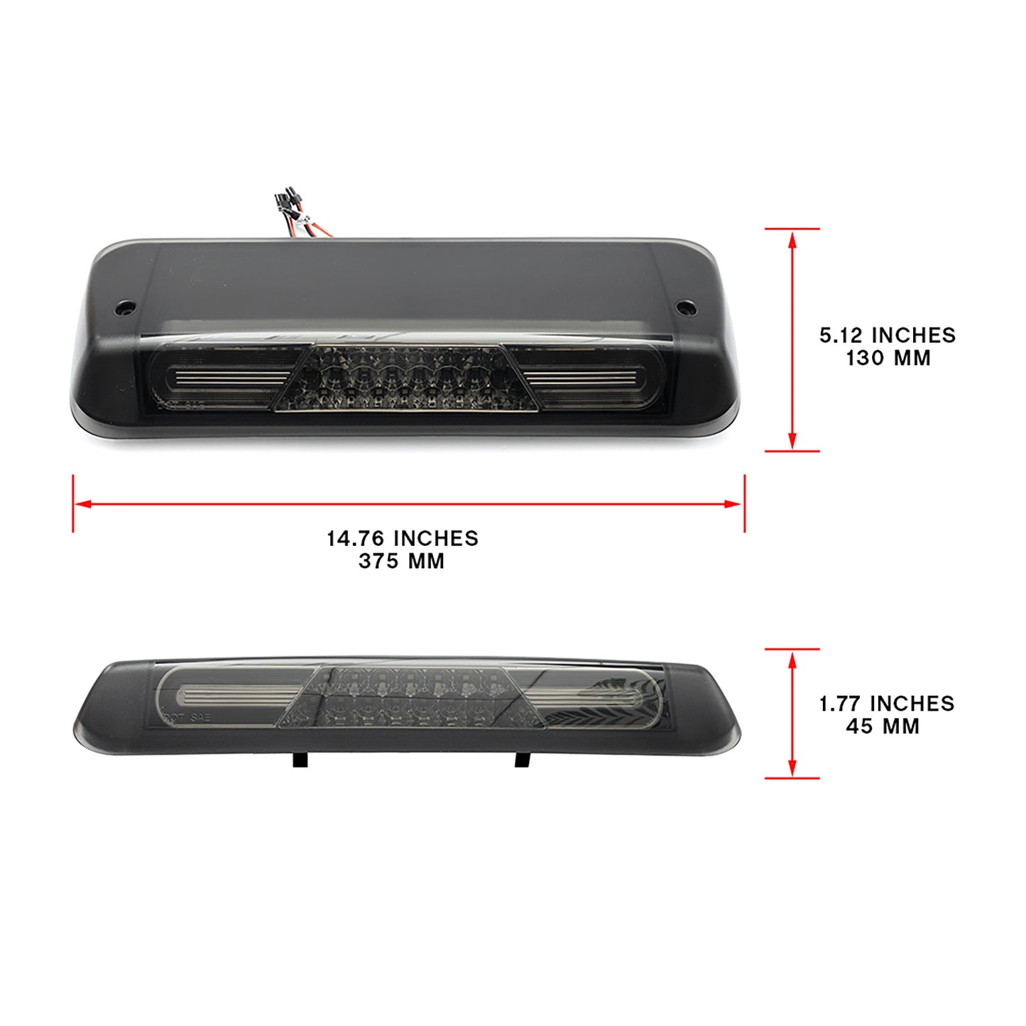 Smoked Lens Double C-Shaped LED Third Brake Light For 2004-2008 Ford F150, etc. - NS Auto Lighting