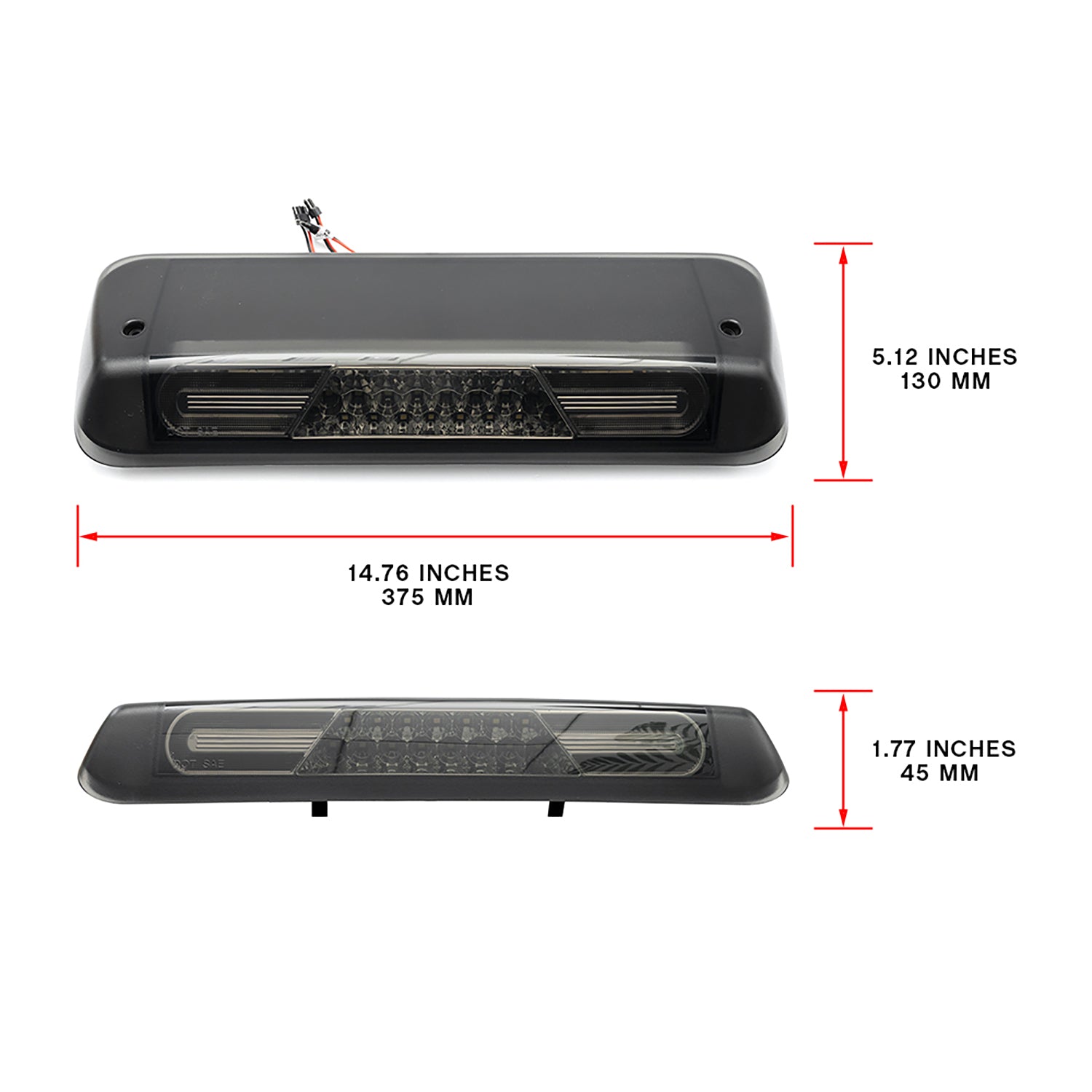 Smoked Lens Double C-Shaped LED Third Brake Light For 2004-2008 Ford F150, etc. - NS Auto Lighting