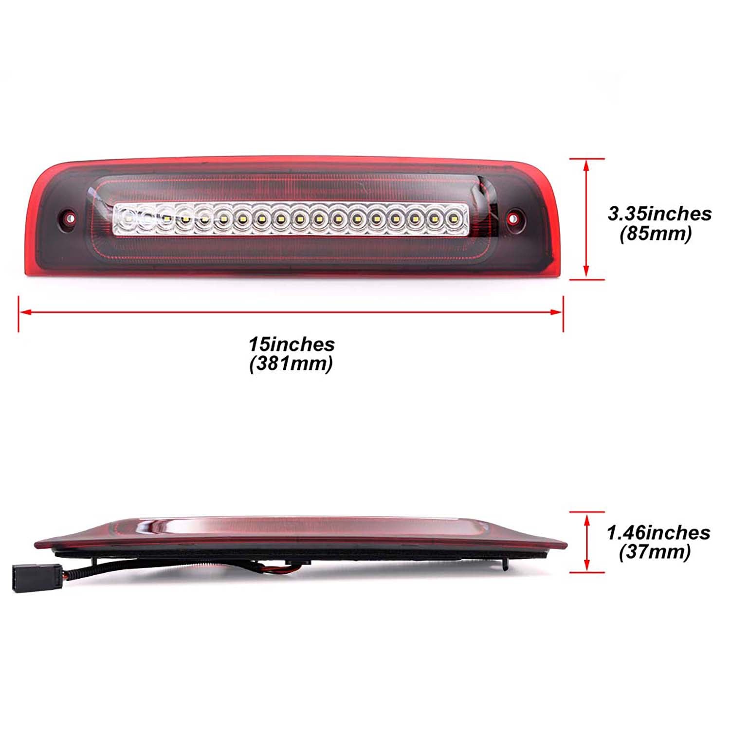 Red Lens F1 Style Strobe LED Third Brake Light For 2009-2018 Dodge Ram - NS Auto Lighting