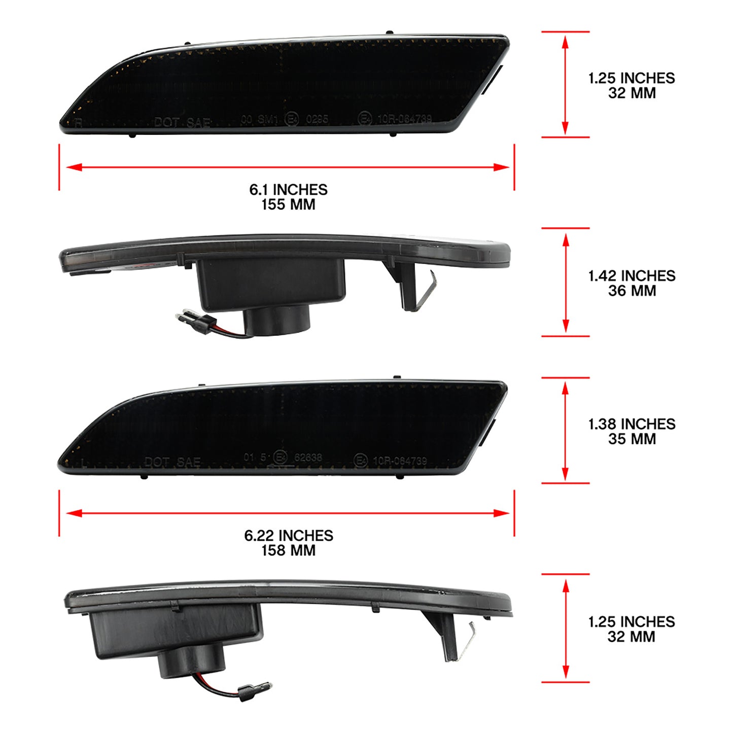 Smoked Lens LED Front & Rear Side Marker Lights For 2004-2008 Chrysler Crossfire - NS Auto Lighting
