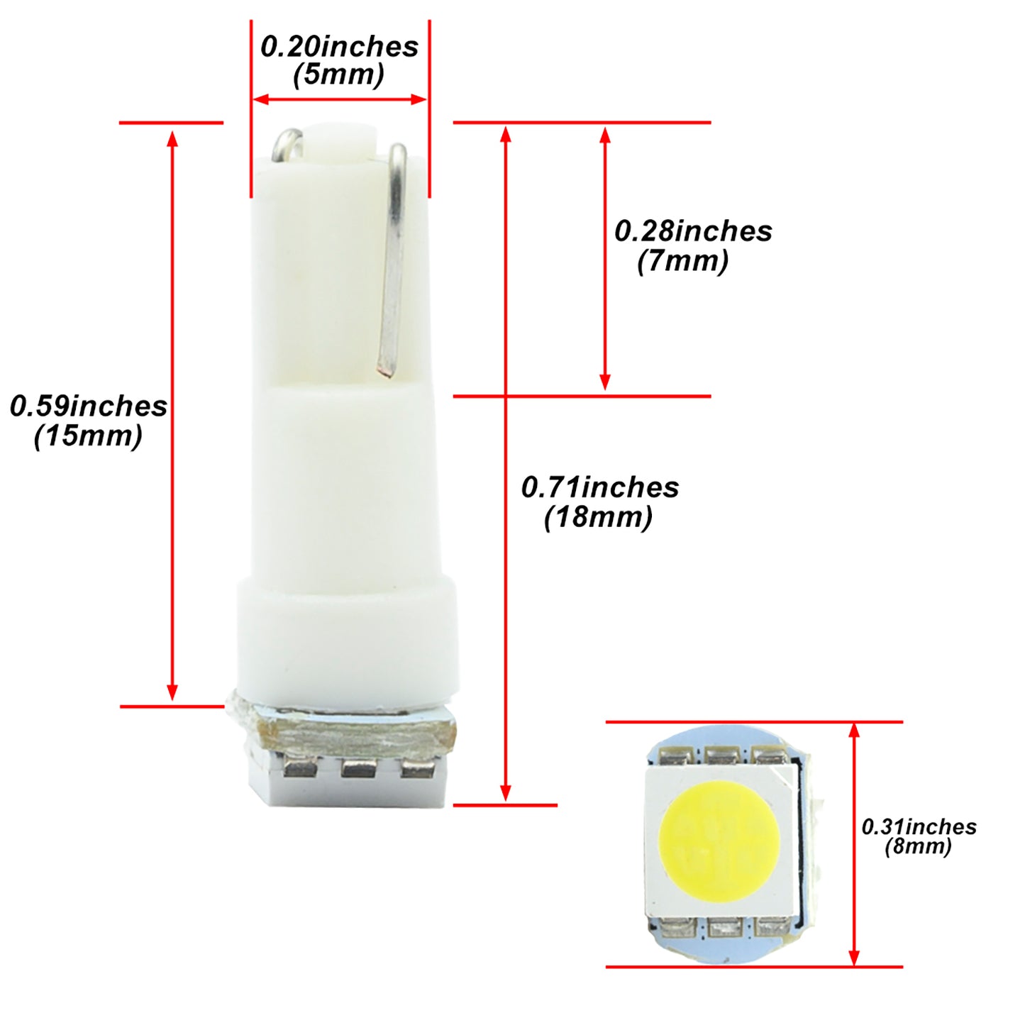 T5 White LED Dashboard Instrument Panel Light Bulbs For Peugeot 206, Citroen C5, etc.