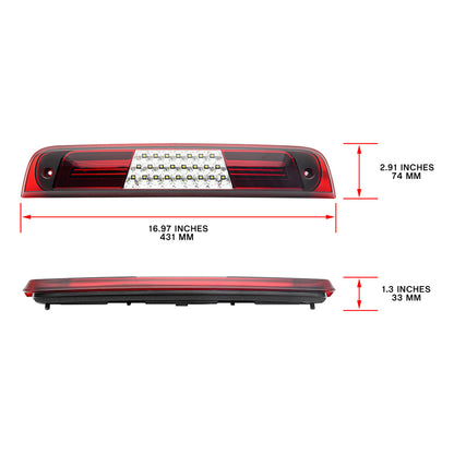 Red Lens Double C-Shaped LED Third Brake Light For 2019-2023 RAM 1500 - NS Auto Lighting