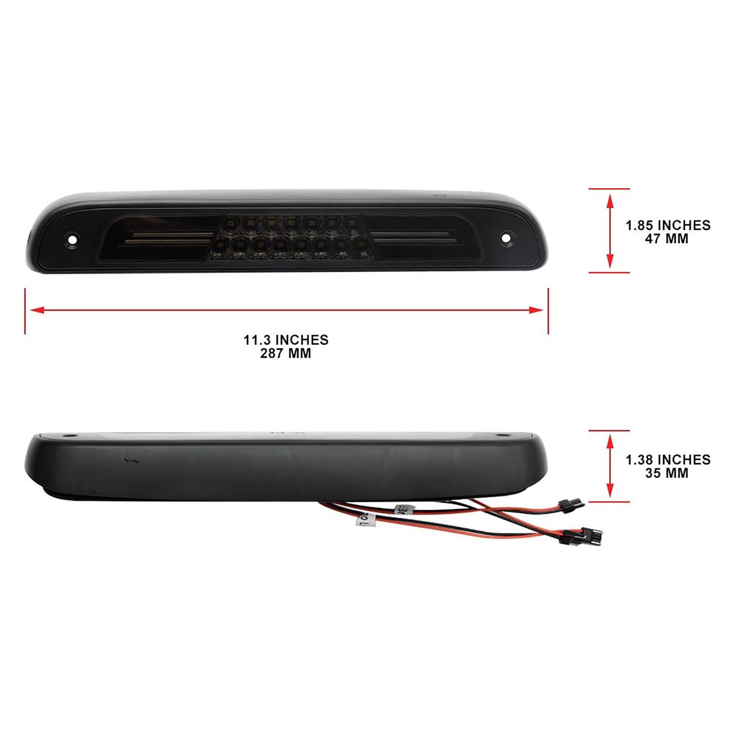 Smoked Lens Double C-Shaped LED Third Brake Light For 1994-1996 Ford F-Series, etc. - NS Auto Lighting