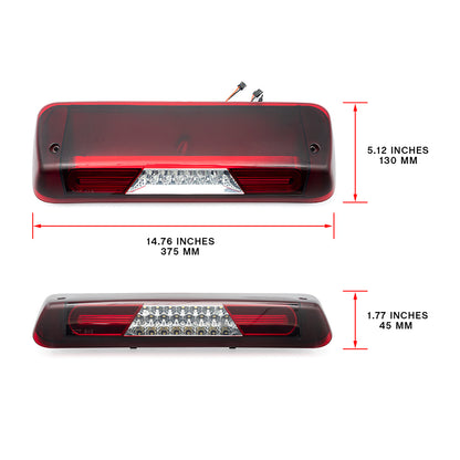 Red Lens Double C-Shaped LED Third Brake Light For 2004-2008 Ford F150, etc. - NS Auto Lighting