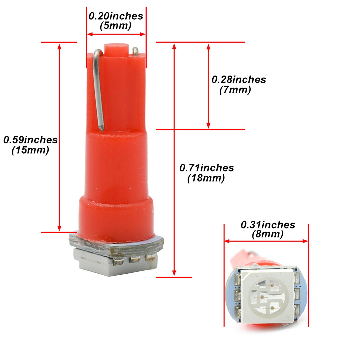 T5 Red LED Dashboard Instrument Panel Light Bulbs For Peugeot 206, Citroen C5, etc.