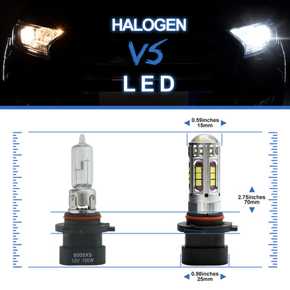 Front-LED-Tagfahrlicht-Birnen für Cadillac CTS SRX, superhell, 50 W, 6500 K, Xenonweiß, 9005XS HB3A, Fernlicht, Abblendlicht, Glühbirnen-Kit