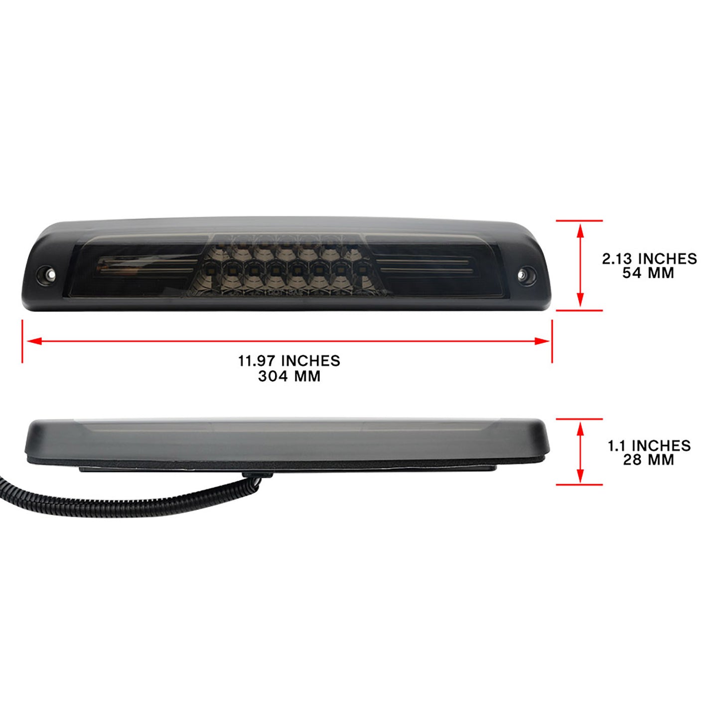 Smoked Lens Double C-Shaped LED Third Brake Light For 1994-2002  Dodge Ram - NS Auto Lighting