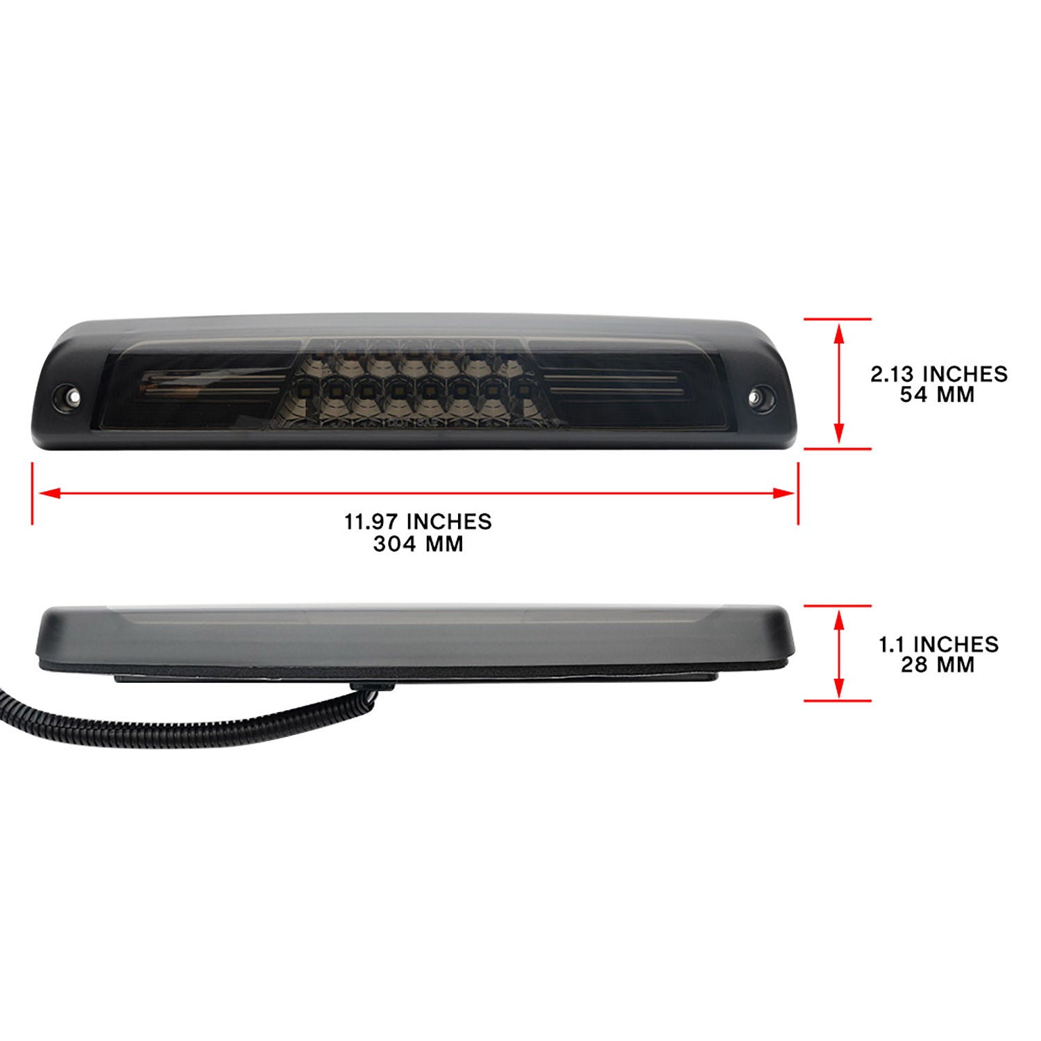 Smoked Lens Double C-Shaped LED Third Brake Light For 1994-2002  Dodge Ram - NS Auto Lighting